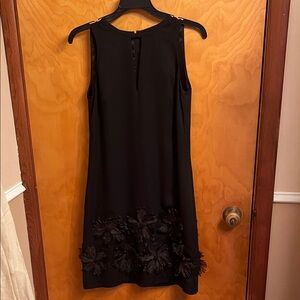 W By Worth Black Sleeveless Lined Dress with Floral Applique at Bottom - Size 0